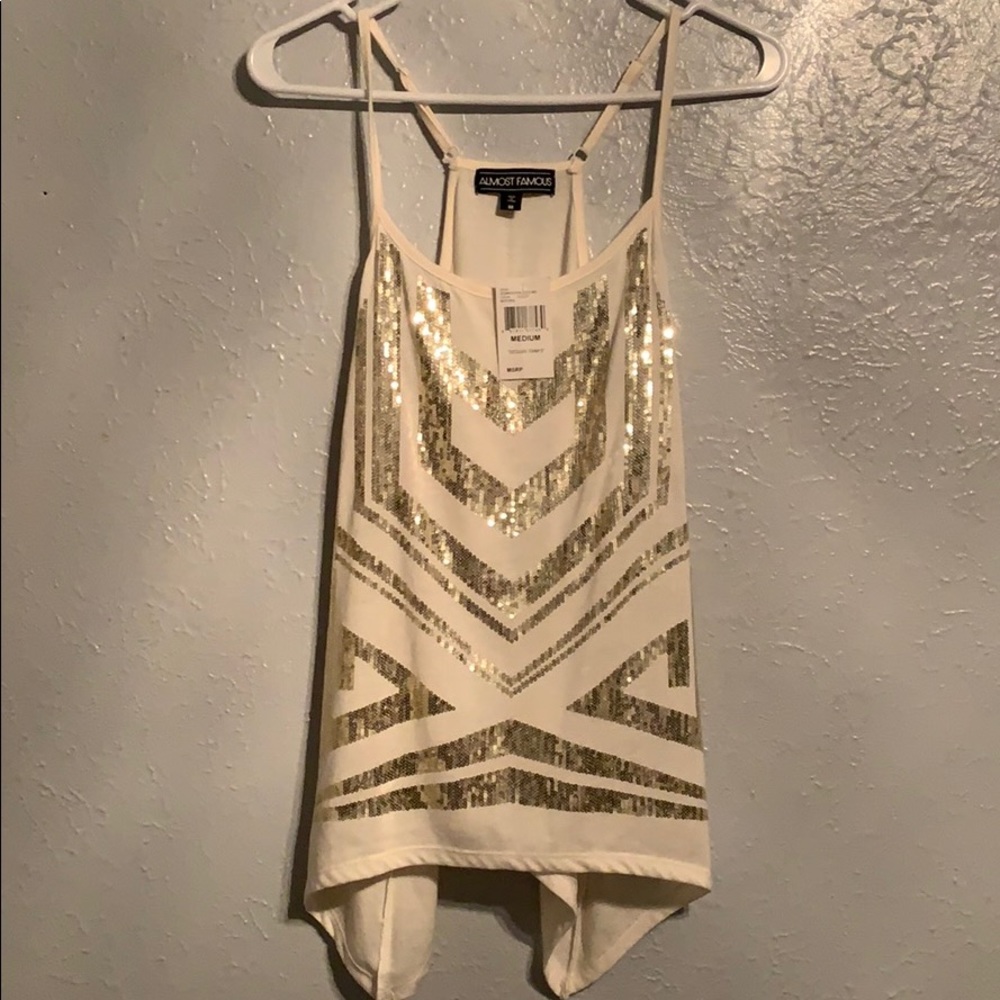 Almost Famous gold sequin top NWT